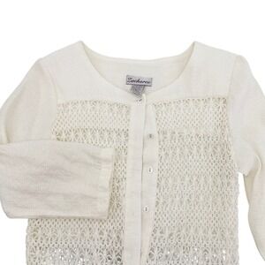 Zacharee Ivory Crochet Lace Button Front Cardigan duster Vintage Size 10 Boho